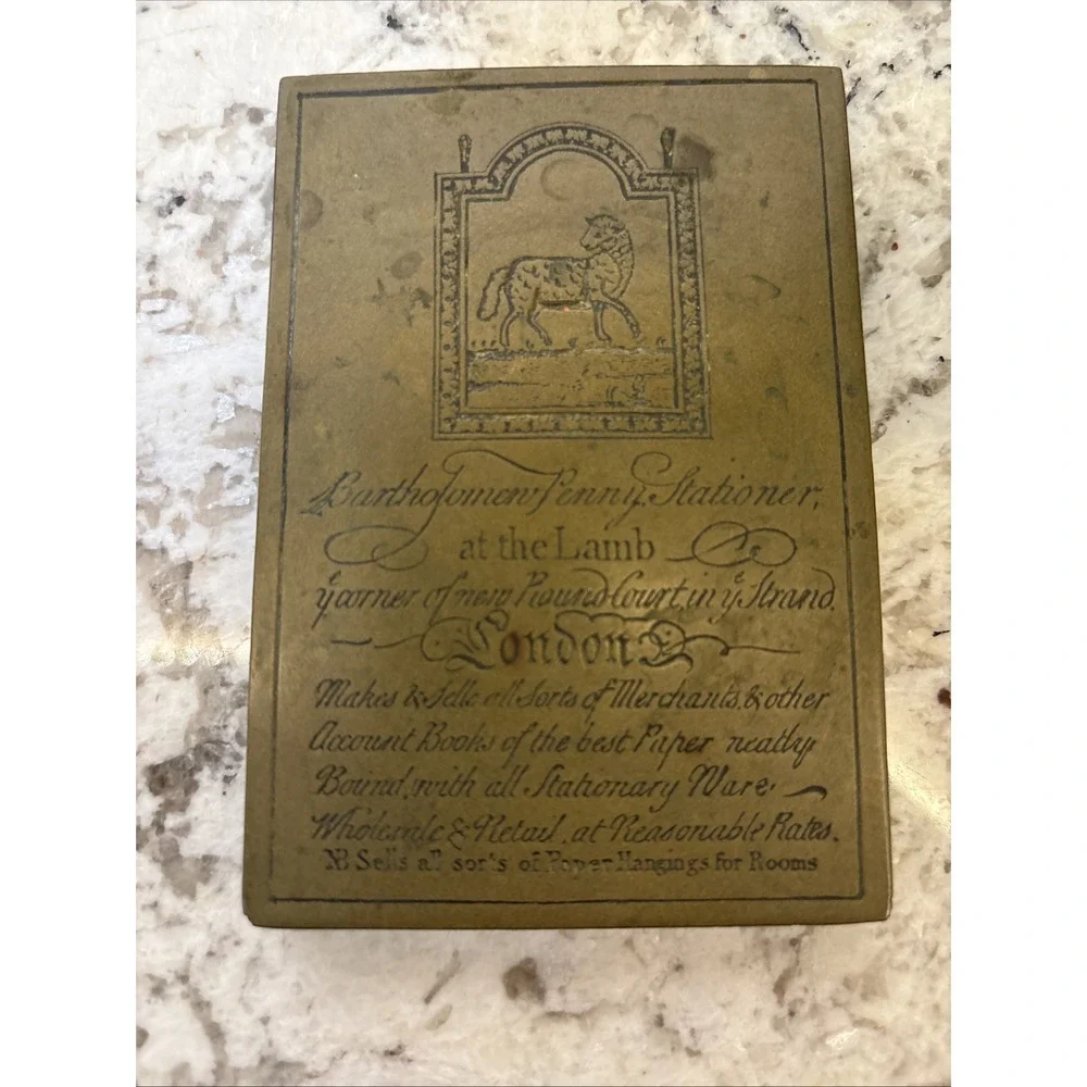 Vtg Stationary Wear Merchant London England At The Lamb‎ Seller Paper Weight